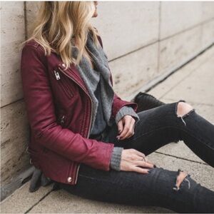 New IRO Han Burgundy Leather Jacket